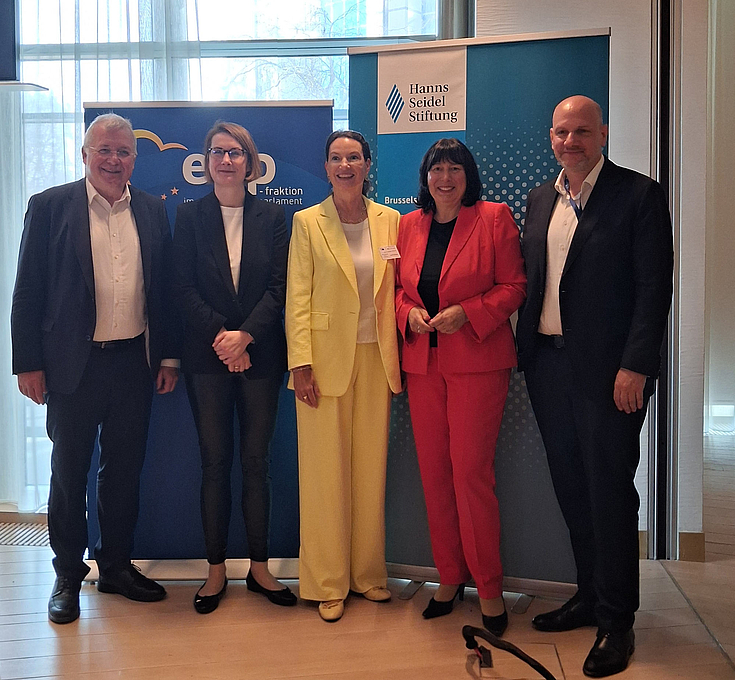 Speakers of the breakfast with PKM Europe at the European Parliament on 7 April 2026: Markus Ferber, Estelle Göger, Diane Robers, Marion Walsmann, Niclas Herbst